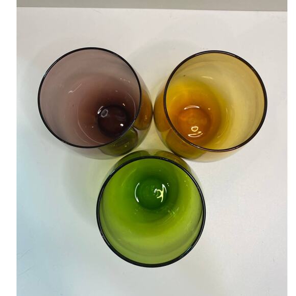 Crate and Barrel stemless wine glasses, multi color, set of 3 - Picture 2 of 5